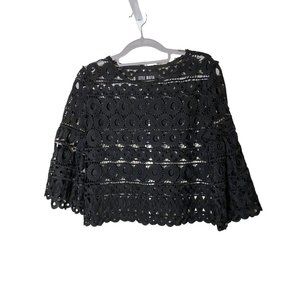 Style Mafia Kiana Top, black crochet blouse Sz‎ L